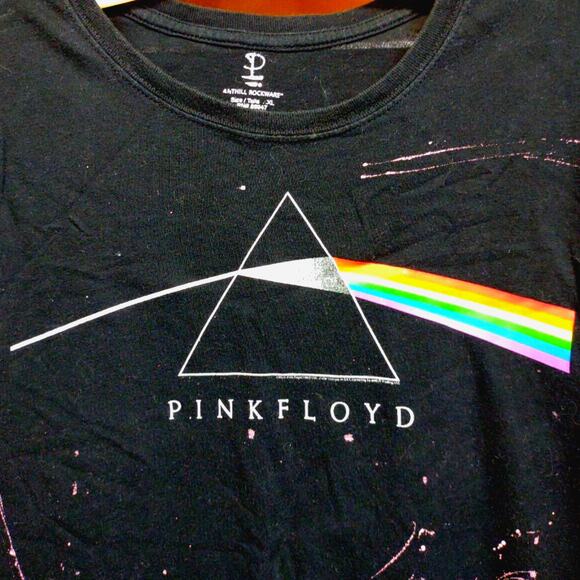 PINK FLOYD 2005 by Anthill Rockware Women's Black T-shirt Splatter Custom Design - Picture 2 of 7